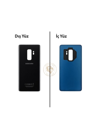 Samsung Galaxy S9 Plus Siyah Renk Arka Kapak Arka Cam Batarya Kapağı Pil Kapağı Lazer Kesim Back Cover Galaxy S9 Plus Uyumlu