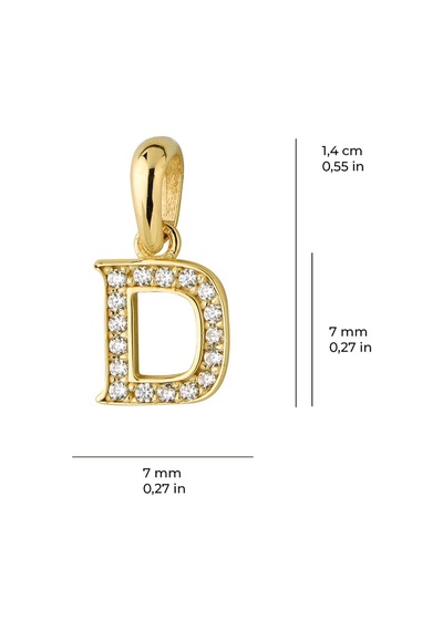 Goldkupe 14 Ayar Altın D Harfi Taşlı Kolye Ucu 0,49 Gr-6340 Altın