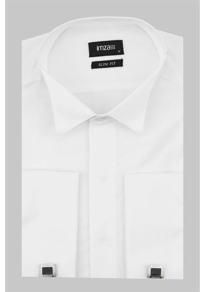 İmza Beyaz Uzun Kol Ata Yaka Slim Fit Dar Kesim Basic Gömlek 1004225060-beyaz Beyaz