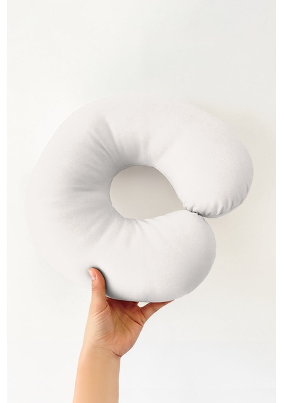 Düz Krem Renk Ergonomik Boyun Yastığı - Minimalist Tarz Yumuşak Krem Seyahat Yastığı Soluk Fırtına Beton