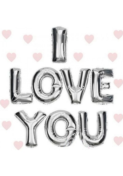 I - 125 - Love You Folyo Balon Gümüş Renk - Glblseme - 35 Cm