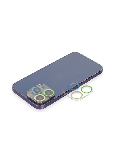 Newface iPhone Uyumlu 13 Pro Max Renkli Kamera Lens Koruma Cam Csmtex - 84 - Yeşil-sarı