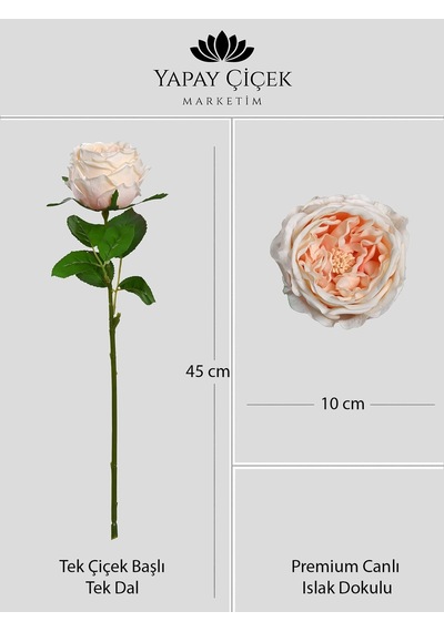 Somon Yapay Lüx Şakayık Tek Dal Premium Canlı Islak Gerçek Dokulu 45 Cm