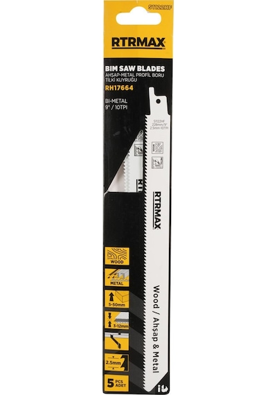 Rtrmax Rh17664 Ahşap - Metal Profil Boru Tilki Kuyruğu - S1122hf Model 225 Mm - 5 Adet