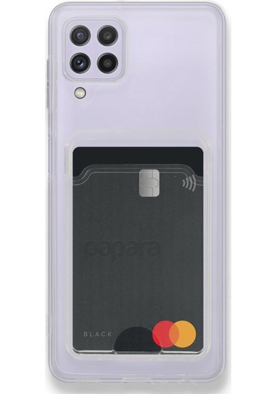 FitCase Samsung Galaxy Uyumlu A22 Kılıf Cardy Şeffaf Kartlık Cepli Kapak
