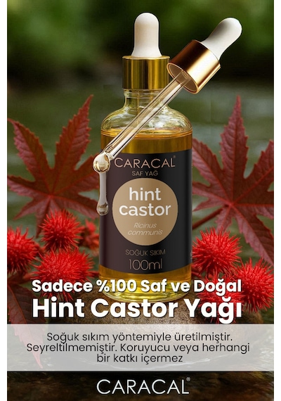 Caracal Hint Yağı Soğuk Sıkım %100 Saf Doğal Saç Yüz Kaş Kirpik Cilt Bakım Yağı 100 Ml