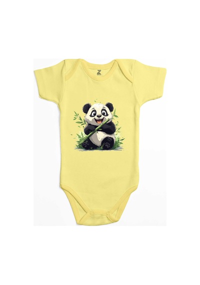 Zepplin Giyim Obur Panda Sarı Bebek Body Zıbın