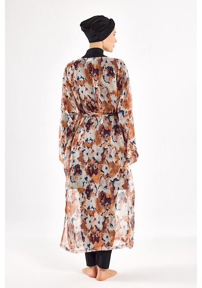 Adasea Uv Korumalı Mayo Üzerine Tek Pareo Kimono 1708 Bej Bej