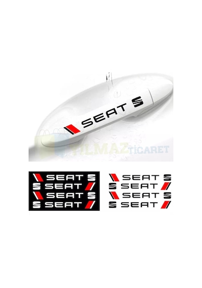 Seat Logo Kapı Kolu Jant Tampon Oto Sticker Yapıştırma 4 Adet 13 X 1,5 Cm