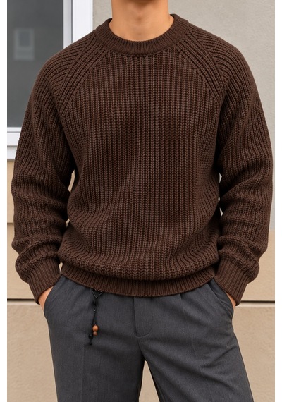 Cool Tarz Erkek Bisiklet Yaka Örgü Desenli Regular Fit Akrilik Pamuk Triko Kazak Kahverengi Kahverengi Cool Tarz Erkek Bisiklet Yaka Örgü Desenli Regular Fit Akrilik Pamuk Triko Kazak Kahverengi Kahverengi