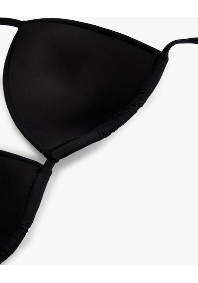 Koton Boyundan Bağlamalı Üçgen Bikini Üstü Siyah 6sak10048mm