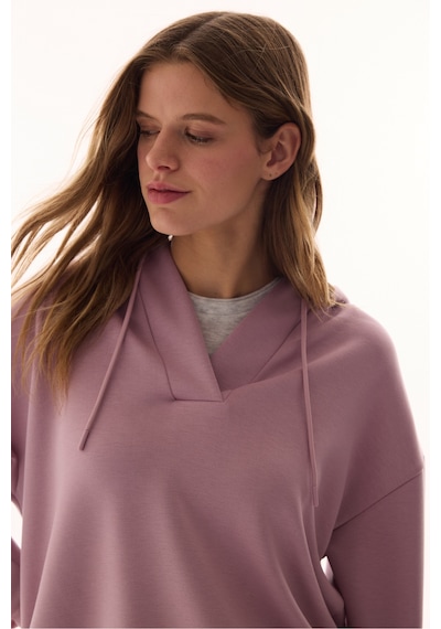 Penti Lila V Yaka Oversize Kapüşonlu Sweatshirt