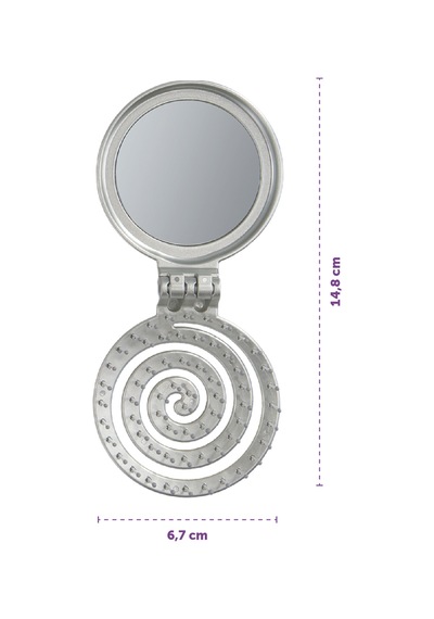 Beauty Makaron Metalik Saç Fırçası - 3d Esnek, Aynalı, Çanta Boy - Compact Detangler Gümüş
