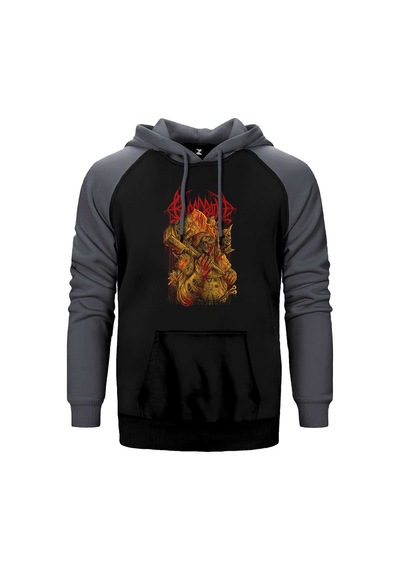 Bloodbath Skull Gri Renk Reglan Kol Sweatshirt / Hoodie