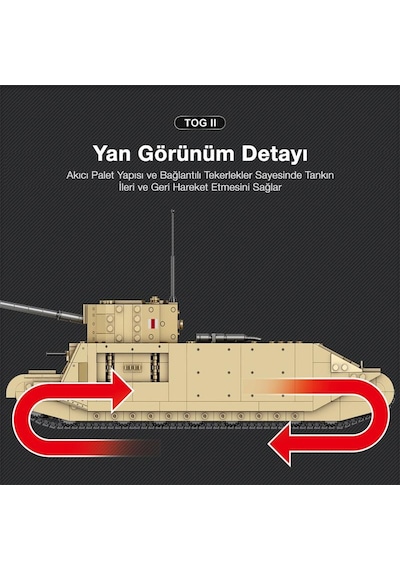 Reobrix 77032 World Of Tanks Togıı İngiliz Ağır Tankı British Heavy Tank Yaratıcı Yapı Blok Seti Building Blocks - 1427 Parça