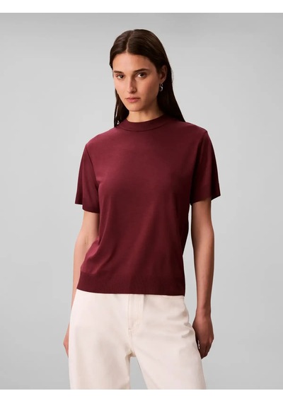 Calvin Klein Ss Silk Touch Fine K, Gex Bordo Kadın T-shirt
