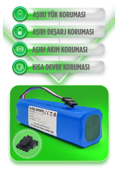 Xiaomi Vacuum Mop 2 Pro Plus 3d Batarya 7000mah Ultra Kapasite