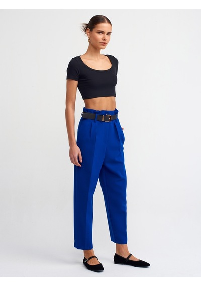 Dilvin Kısa Kollu Crop Top Siyah