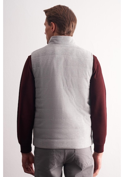 İmza Gri Dik Yaka Fermuarlı Casual Slim Fit Kapitone Yelek 1009255103 Gri