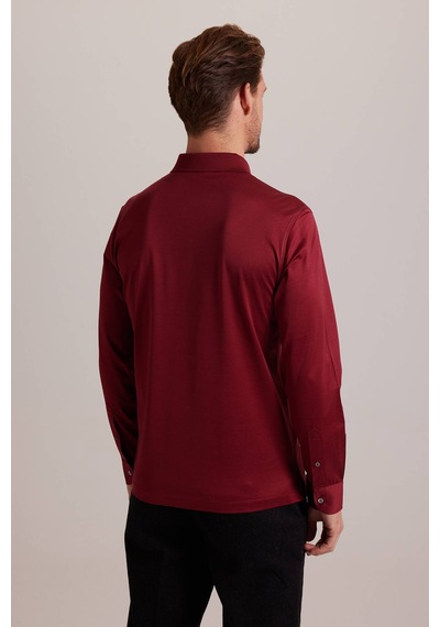 Ysf Erkek Bordo Polo Yaka Sweatshirt