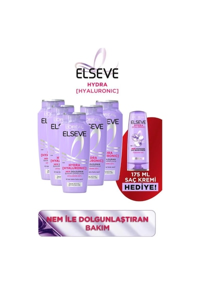 5'li 300ml Hydra Hyaluronic Şampuan + 175ml Saç Kremi Seti pktelsvhydrahyshpsckrmset-10482