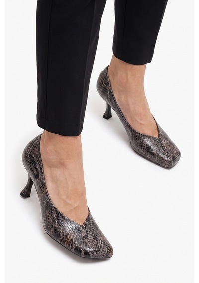 Luvi Shoes Hertz Siyah Gri Desenli Kadın Topuklu Ayakkabı