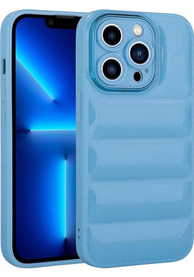 Apple Uyumlu iPhone 13 Pro Max Kılıf Kamera Korumalı Parlak Airbag'li Zore Galya Kapak Mavi
