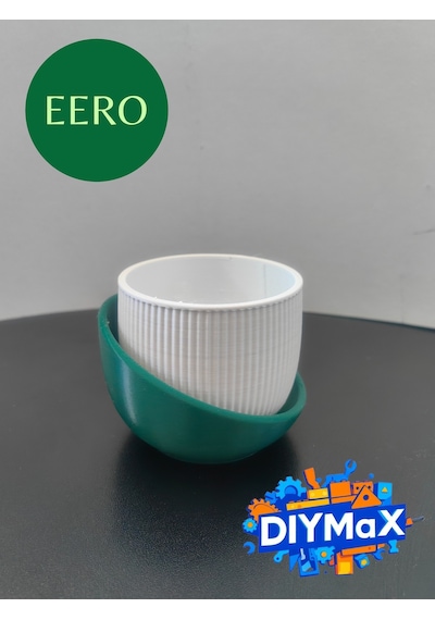 Eero Planter Saksı 8x8 Cm Dekoratif Modern Minimal Sukulent Saksı Beyaz - Yeşil