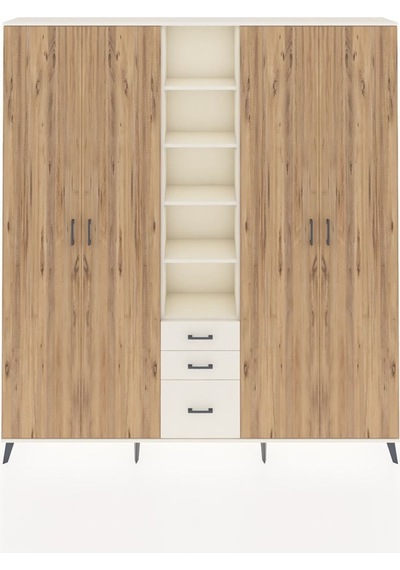 Arges Dolap 17 Raflı 3 Çekmeceli 4 Kapaklı 220x30x243 Aytaşı-çam/aytaşı Atlas Çam/aytası