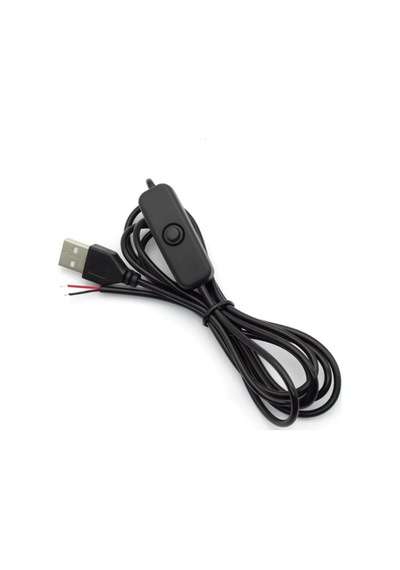 2 Amper Swich Li Usb Erkek Kablo 1 Metre Anahtarlı Açık Uçlu Siyah Usb Kablo