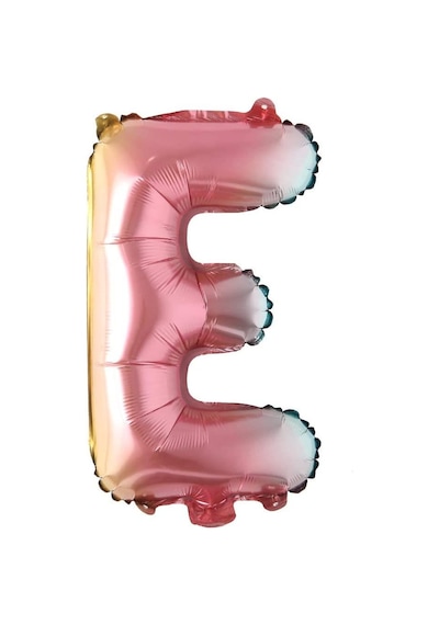 E Harf Gökkuşağı Folyo Balon16 İnç 36 cm