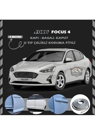 Ford Focus 4 Oto Araç Kapı Koruma Fitili 5 Metre Parlak Gri Renk
