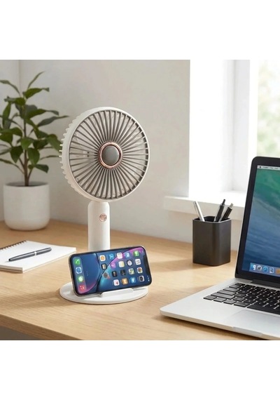 3 Kademeli Masaüstü Fan Telefon Tutuculu Standlı Taşınabilir Mini Fan Zb161 5468