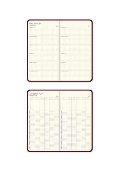 Charm Takılabilen 2026-2027 Mid-year Akademik Cep Ajanda 9x17 Cm Bordo Çok Renkli