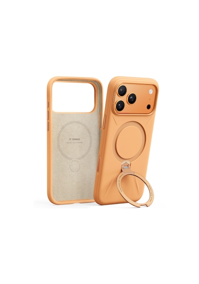 Torras Apple iPhone 17 Pro / 18 Pro Uyumlu O Stand Spin Silicone Serisi Magsafe Kılıf Turuncu