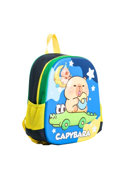 Capybara Lisanslı Çocuk Okul Sırt Çantası Eva Ön Yüzeyli Yeşil