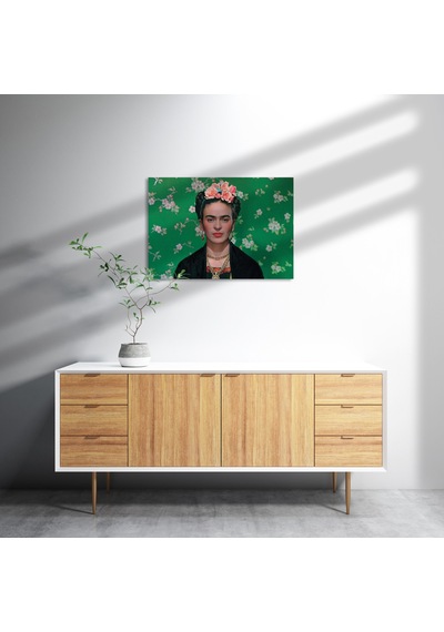 Cakasepetim Frida Kahlo Yeşil Zeminde Ahşap Mdf Tablo