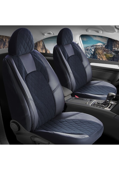 Ford Focus 3 Sedan Yarı Deri Oto Koltuk Kılıfı Ön Arka Takım Chester Siyah Fsr