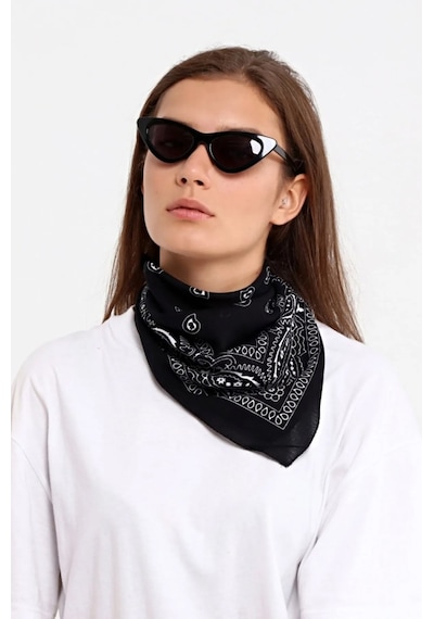 Herşey Nota Etnik Desen Fular Pamuklu Unisex Siyah 1716 Çok Renkli