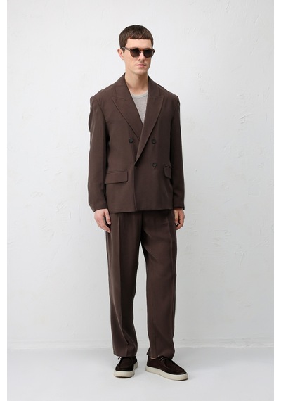 Antioch Modal Karışımlı Relaxed Fit Erkek Blazer Ceket Kahve