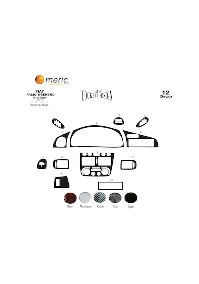 Meriç® Fiat Palio Weekend Ön Torpido Kaplama 12 Parça 1998-2002 (530156257)