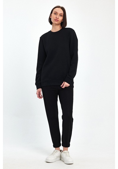 Odda Pike Bisiklet Yaka Sweatshirt Siyah