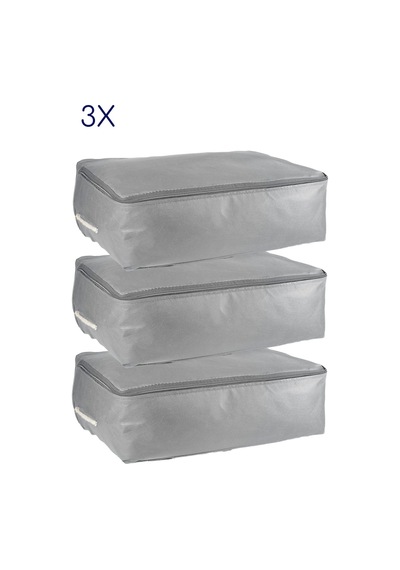 3'lü Set 53x44x20 Cm Home Organizer Çekyat & Baza Altı Hurç Gri