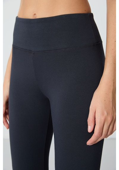 Tommylife Antrasit Yüksek Bel Termal Slim Fit Dar Paça Kadın Tayt - 94577 Antrasit