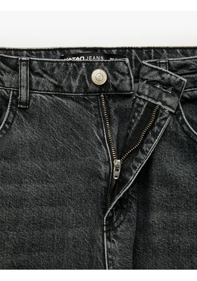 Koton Pamuklu Cepli Vintage Straight Fit Jean Pantolon Antrasit 7wam40320nd