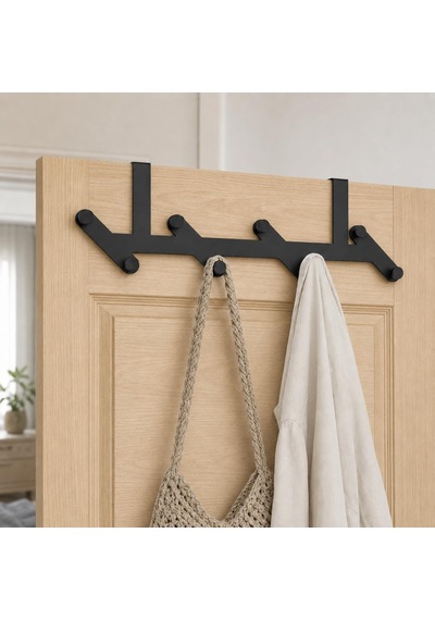 8 Kancalı Metal Kapı Arkası Askı, Amerikan Kapı Arkası Çapraz Askılık, Mat Siyah Kapı Üstü Elbise Havlu Çanta Askısı, Delmeden Dolap Banyo Mutfak Organizeri 52 Cm Belirtilmemiş