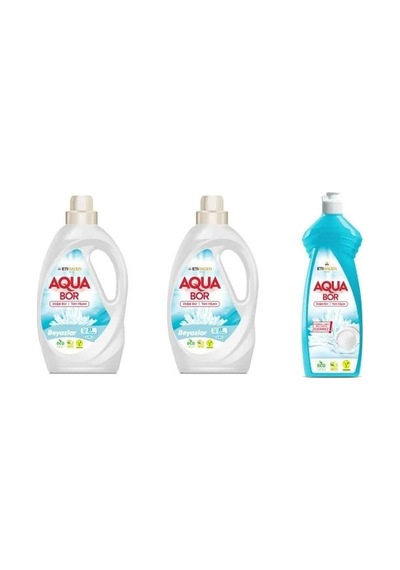 Aquabor Doğal Mineralli Sıvı Beyaz + Sıvı Beyaz + Elde Bulaşık 3 Lü Set