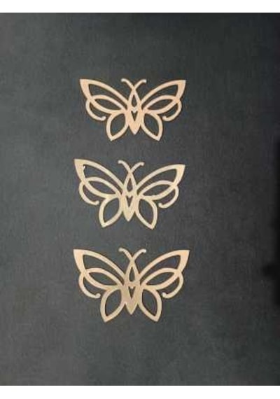Dekoratif Gold Aynalı Plexi Mobilya Dolap Süsükelebek 8x5cm 5adet Altın