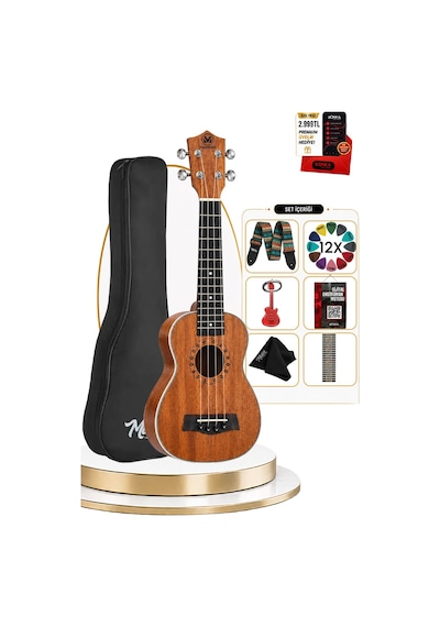 Maxword Mu-21 Pro Yüksek Kaliteli Maun Soprano Ukulele Seti