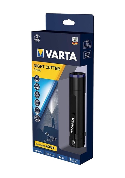 Varta 18900 Night Cutter F20r Şarj Edilebilir El Feneri Siyah
